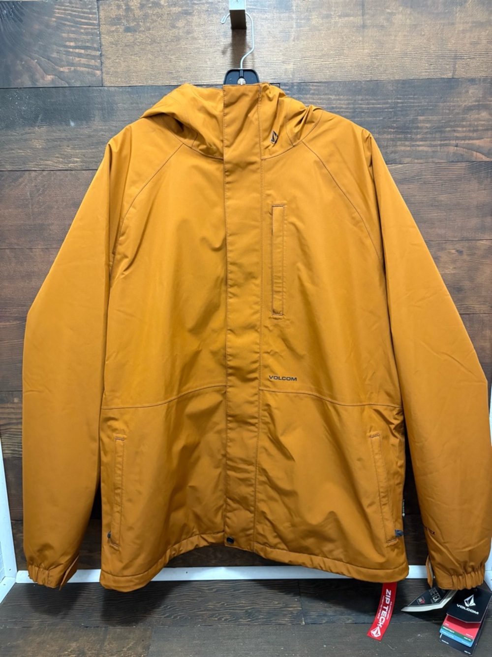 Volcom Men's Hooded Raincoat in Mustard Yellow